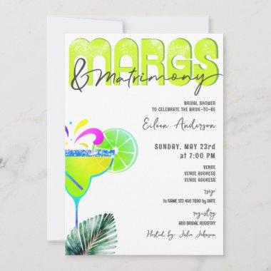Margs & Matrimony Chic Tequila Bridal Shower Invitations