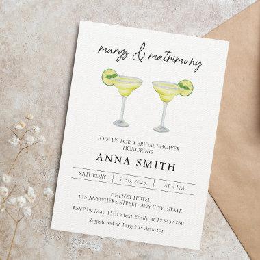 Margs & Matrimony Cocktail Bridal Shower Invitations