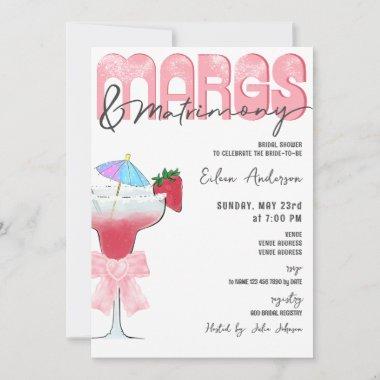 Margs & Matrimony Coquette Bow Bridal Shower Invitations