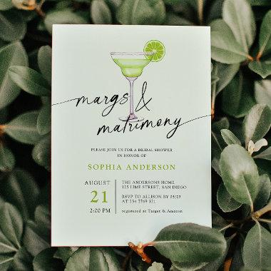 Margs & Matrimony Green Lime Bridal Shower Invitations