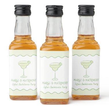"Margs & Matrimony" Lime Bachelorette Mini Tequila Liquor Bottle Label