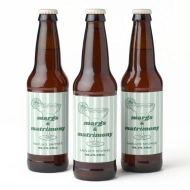Margs & Matrimony Retro Bachelorette  Beer Bottle Label