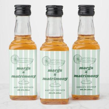 Margs & Matrimony Retro Bachelorette Bridal Shower Liquor Bottle Label