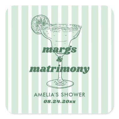 Margs & Matrimony Retro Bachelorette  Square Sticker