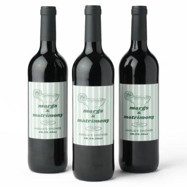 Margs & Matrimony Retro Bachelorette  Wine Label