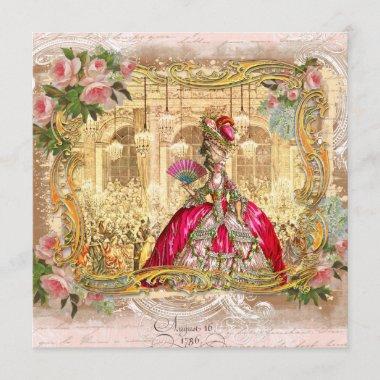 Marie Antoinette at Versailles in Pink Invitations