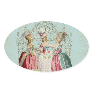 Marie Antoinette French Paris Ladies Oval Sticker