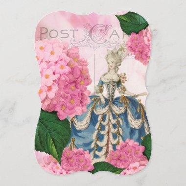 Marie Antoinette Pink Hydrangea Custom Invitations