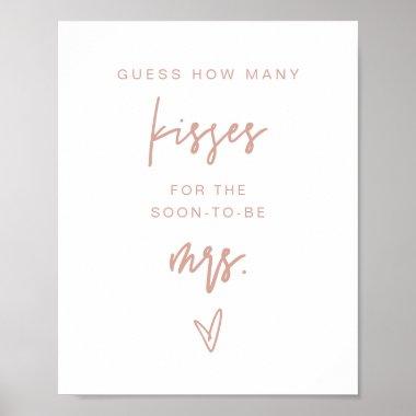 MARLO Blush Pink How Many Kisses Bridal Game Poster