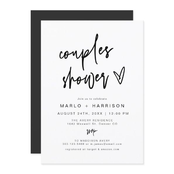 MARLO Modern Boho Bold Heart Couples Shower Invitations