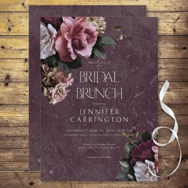 Maroon & Pink Floral Modern Bridal Brunch Invitations