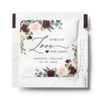 Maroon Red Blush Floral Wedding Spread Love Hand Sanitizer Packet