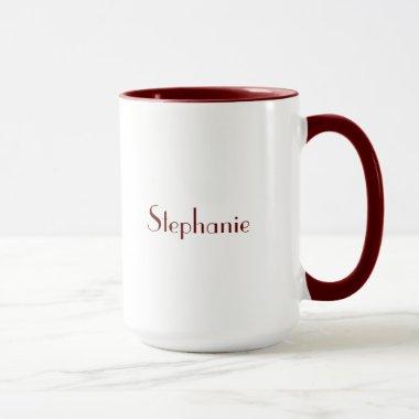 Maroon White Elegant Custom Name Mother's Day Gift Mug