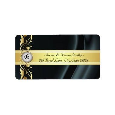 Marquis Black & Gold Silk Address Labels