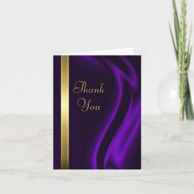 Marquis Purple Silk Gold Thank You NoteInvitations