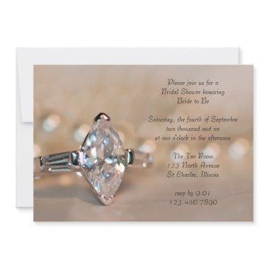 Marquise Diamond Engagement Ring Bridal Shower Invitations