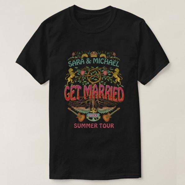 Married Wedding Retro 70s Band Concert Logo Theme T-Shirt
