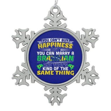 Marry a Brazilian - Brazil Happiness Snowflake Pewter Christmas Ornament