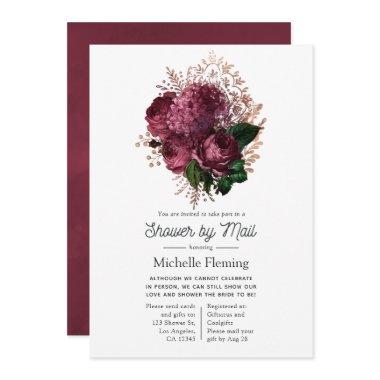 Marsala and Rose Gold Floral Bridal Shower by Mail Invitations