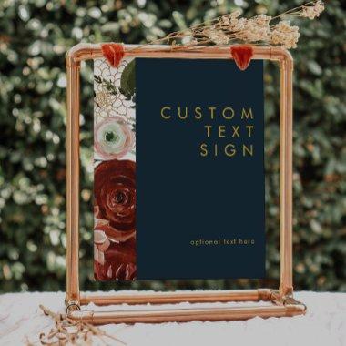 Marsala Autumn Floral | Navy  & Gifts Custom Poster