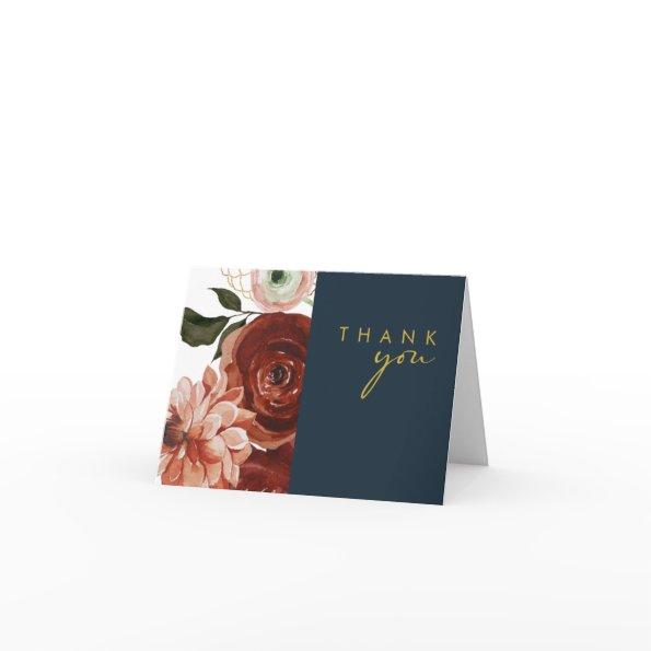 Marsala Autumn Floral | Navy Thank You