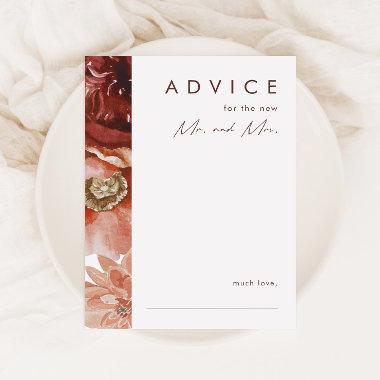 Marsala Autumn Floral | Navy Wedding Advice Card