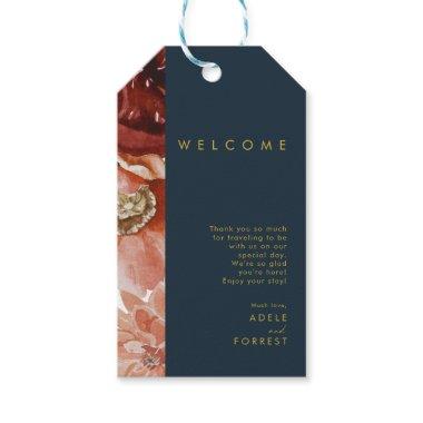 Marsala Autumn Floral | Navy Wedding Welcome Gift Tags