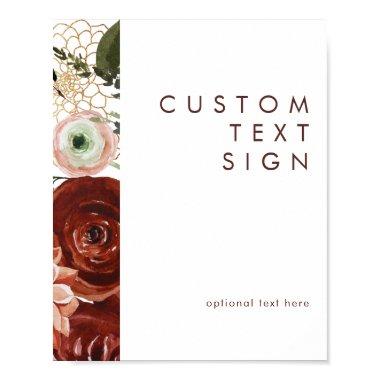 Marsala Autumn Floral | White  & Gifts Custom Poster