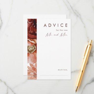 Marsala Autumn Floral | White Wedding Advice Card