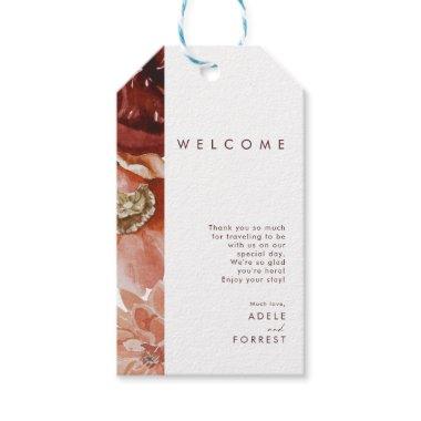 Marsala Autumn Floral | White Wedding Welcome Gift Tags