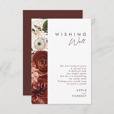 Marsala Autumn Floral | White Wedding Wishing Well Enclosure Invitations