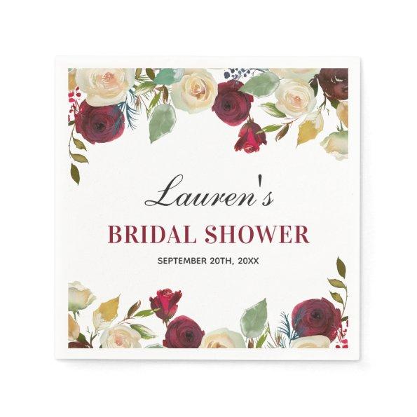 Marsala Burgundy Fall Bridal Shower Table Paper Napkins