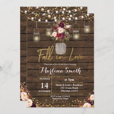 Marsala Fall in Love Bridal Shower Invitations