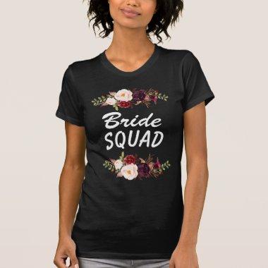 Marsala Flowers Bride Squad T-Shirt