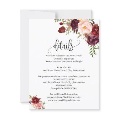 Marsala Flowers Romantic Boho Chic Insert Card