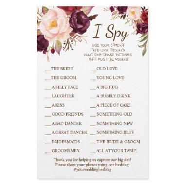 Marsala Flowers Wedding Reception I Spy Game  Flyer