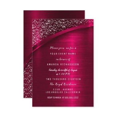 Marsala Glitter Bridal Shower Birthday Sweet 16th Invitations