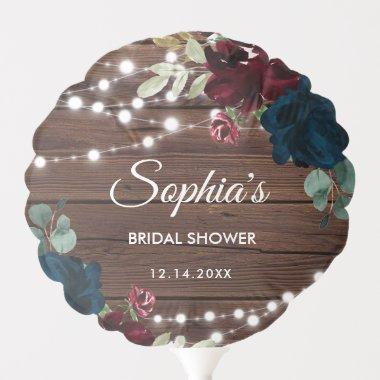 Marsala & Navy Flowers Rustic  Balloon