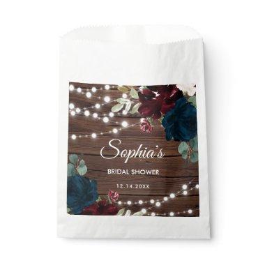 Marsala & Navy Flowers Rustic  Favor Bag