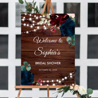 Marsala & Navy Flowers Rustic Bridal Shower Foam Board