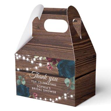 Marsala & Navy Flowers Rustic  V2 Favor Boxes