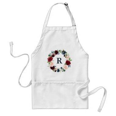 Marsala & Navy Shabby Chic Floral Cooking Baking Adult Apron