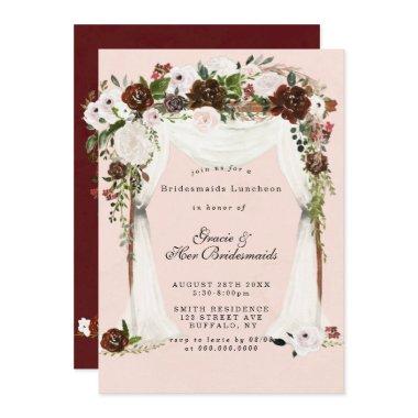 Marsala Pink Canopy Bridesmaids Luncheon Invites