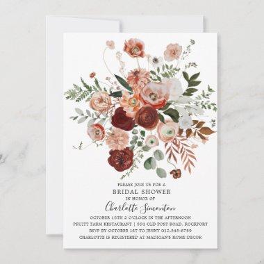 Marsala Pink Terracotta Floral Bridal Shower Invit Invitations
