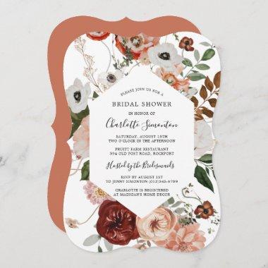 Marsala Pink Terracotta Floral Bridal Shower Invitations