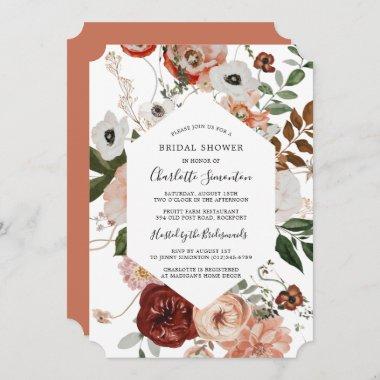 Marsala Pink Terracotta Floral Bridal Shower Invitations
