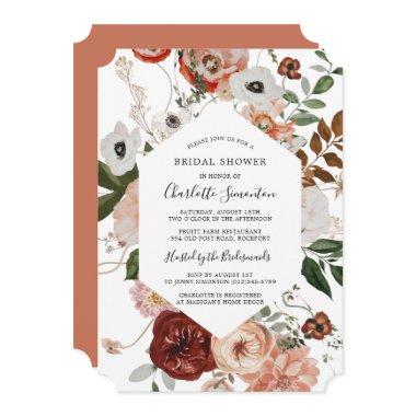 Marsala Pink Terracotta Floral Bridal Shower Invitations