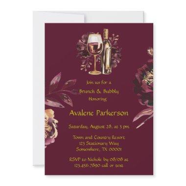 Marsala Red and Gold Peony Brunch and Bubbly