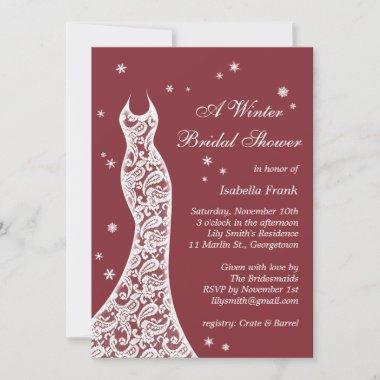 Marsala Winter Bridal Shower Invitations