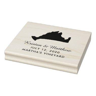Marthas Vineyard Massachusetts Map Wedding Date Rubber Stamp